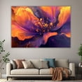 thumbnail image 6 of Mudket Purple and Orange Flower with Gold Accents Canvas Wall Art, Framed Floral Print, Ready to Hang Wall Decor for Living Room, Abstract Modern Artwork - 12"L x 8"W, 6 of 10
