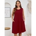 thumbnail image 3 of SHOWMALL Women's Plus Tank Dress Sleeveless Crew Neck Beach Vacation Sundress 2X Wine Red, 3 of 8