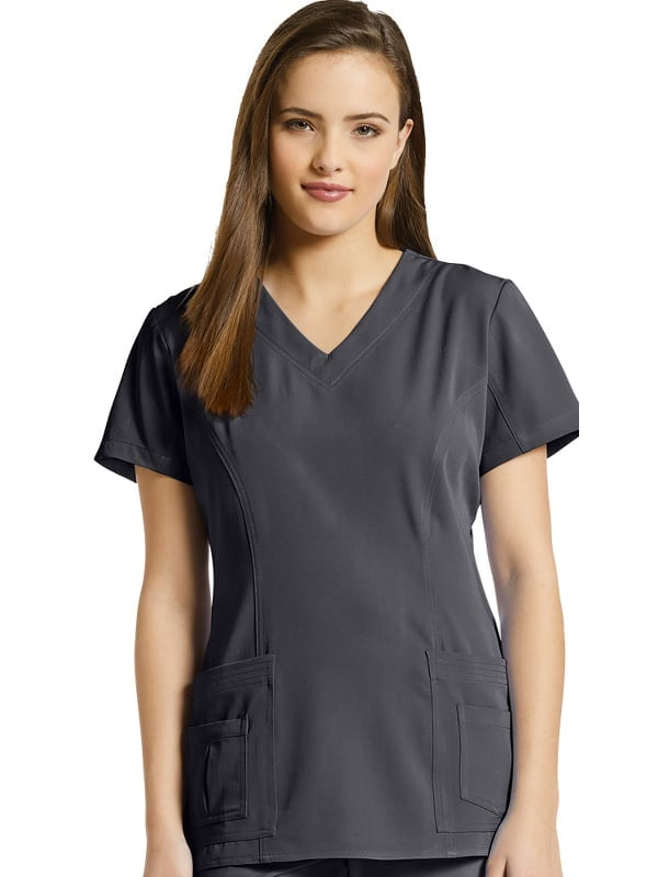 Marvella by White Cross Women's Shaped V-Neck Solid Scrub Top with ...