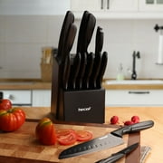 Hecef 15-Piece Kitchen Knife Block Set, Dishwasher Safe Stainless Steel Blades for Cooking and Chopping