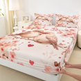 thumbnail image 3 of Homewish Kawaii Couple Bird Twin Sheet Sets, Romantic Love Heart Twin Fitted Sheet, Pink Cherry Blossoms Flat Sheet, Lightweight Room Decor, 3 Pieces, 3 of 7
