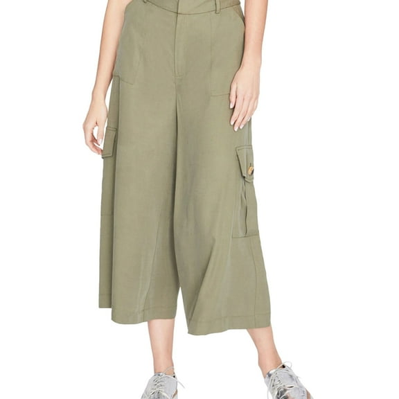 Rachel Roy Womens Wide Leg Casual Cargo Pants, Green, 0