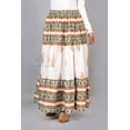thumbnail image 2 of Women Multicolor Cotton Skirt, Floral Border Hand Block Print Tiered Maxi with Elastic Waist - XXL, 2 of 5