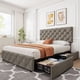 thumbnail image 1 of Qinaqin Queen-Size Cama Frame con 4 Almacenamiento Cajones y Ajustable cm de Alturaeadboard. Linen Upholstered Profundidadiamante Stitched Button Tufted. No Caja Spring Needed. Light Gris, 1 of 6