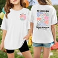 thumbnail image 2 of VNKIDY Girls Kids Floral Print Graphic Tee Short Sleeve Crewneck Oversized T Shirt For Summer Daily Casual Wear White 120, 2 of 4