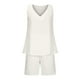 thumbnail image 4 of Mujeres Casual Verano Cuello en V Sólido Sin mangas Tops y pantalones cortos Conjunto de dos piezas Traje Wmkox8yi  bvn1149, 4 of 8