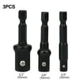 thumbnail image 1 of 3Pc Socket Adapter Set Hex Shank Extension With 1 4 3 8 And 1 2 Inch Sockets Rust Resistant Chrome Vanadium Steel, 1 of 6