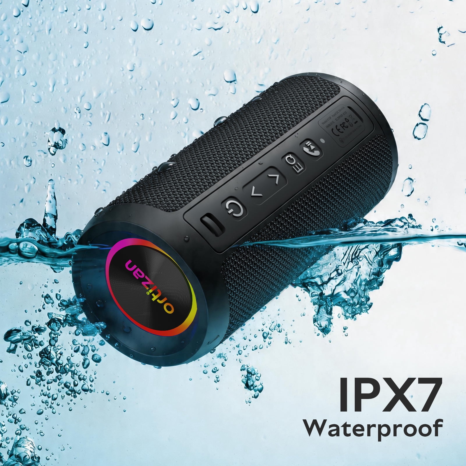 Portable Bluetooth Speaker, Wireless, LED Lights, 30H Playtime, IPX7 Waterproof, for Home/Outdoor/Party/Beach, Birthday Gift