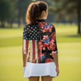 thumbnail image 6 of HUIACONG American Flag Floral Women's Golf Polo Shirt for Workout Tennis Sports, Soft 3/4 Sleeve Athletic Golf Top in Polyester Spandex Blend for Outdoor Trips, 6 of 10