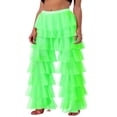thumbnail image 1 of Women High Waist Trim Tulle Mesh Wide Leg Trousers Y2K Casual Solid Chiffon Multi Layer Ruffle Yarn Pants, 1 of 4