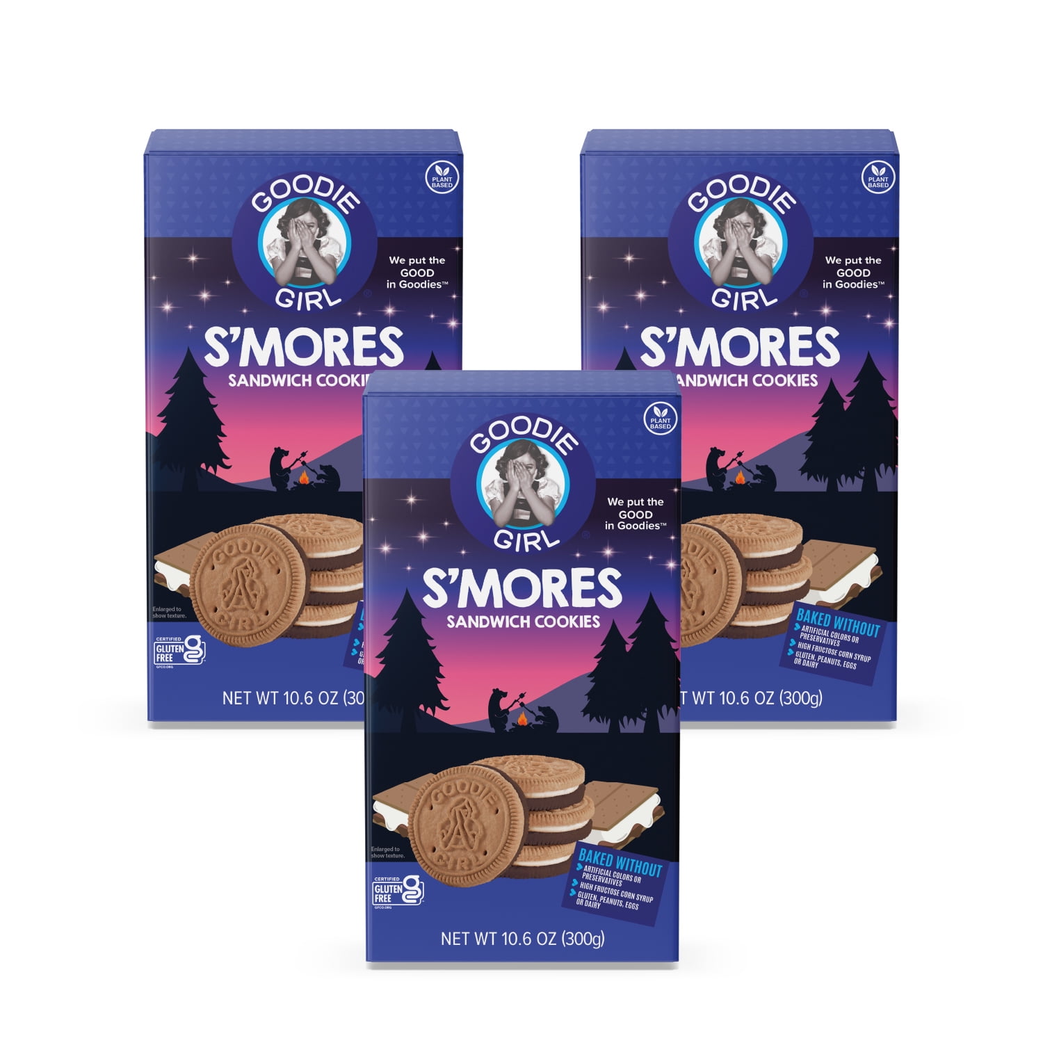 (2 pack) Goodie Girl S’Mores Sandwich Cookies, Shelf Stable, 10.6 oz, 24 Cookies Per Pack, Great for Snacking