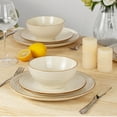 thumbnail image 4 of Famiware Jupiter 12 Piece Stoneware Dinnerware Set, Plates and Bowls Set for 4, Vanilla White, 4 of 8