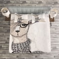 thumbnail image 3 of Ambesonne Animal Quilted Bedspread Set 3 Pcs, Llama with Glasses Scarf, Queen Size, Multicolor, 3 of 3