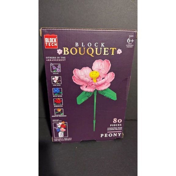 Block Bouquet Peony Build Set 80 Pieces