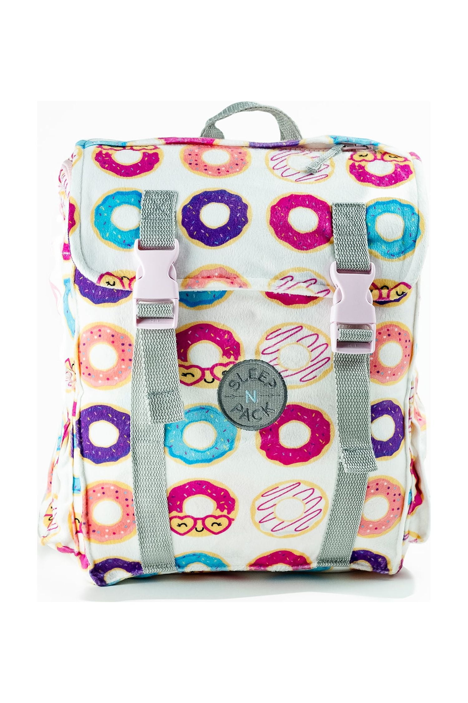 Mimish Sleep-N-Pack, 50 F Packable Kid's Sleeping Bag & Backpack, Donuts Print