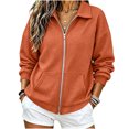 thumbnail image 6 of Women's Waffle Knit Zip-Up Jackets Fall Lapel Collar Long Sleeve Fashion Going Out Casual Loose Coats S-XXL, 6 of 6