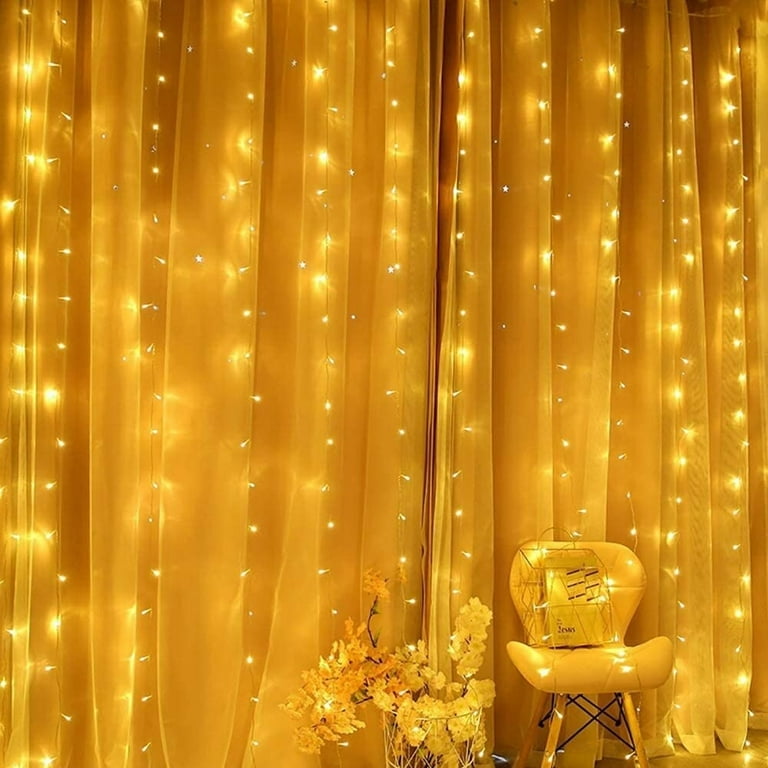 Window Curtain String Light, 300 Waterproof LED Twinkle Lights, 8