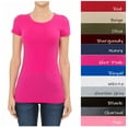 thumbnail image 2 of Women's Plain Basic Solid Short Sleeve T shirt Crew Neck Round Neck Stretchy Cotton Tee (S-3X), 2 of 5
