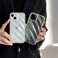 thumbnail image 4 of Clear Curly Wave Case for iPhone 15 6.1 inches,Water Ripple Phone Case Slim Shockproof Satin Glossy Cover for Girls Women Silicone 3D Non-Slip Case-Laser Transparent, 4 of 12
