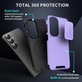 thumbnail image 3 of Case for Samsung Galaxy S26 5G 6.3-inch,Compatible with MagSafe, Built In Slide Camera Cover Heavy Duty ShockProof Protective Case,Purple,For Galaxy S26 5G, 3 of 8