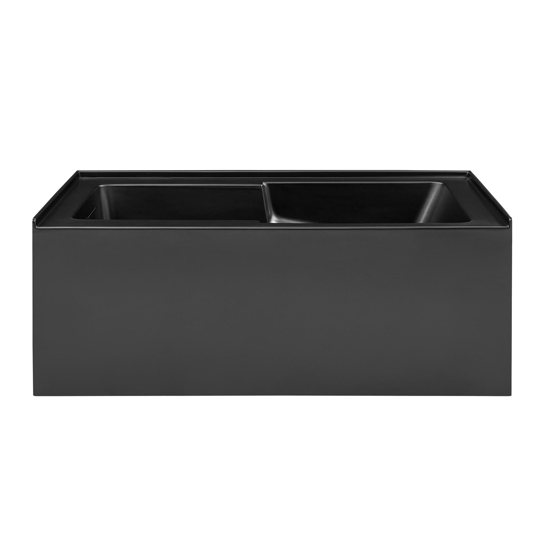 Voltaire 60 x 32 Skirted Left Drain Soaking Apron Bathtub in Matte Black with Integrated Overflow and Armrest, Drain Included