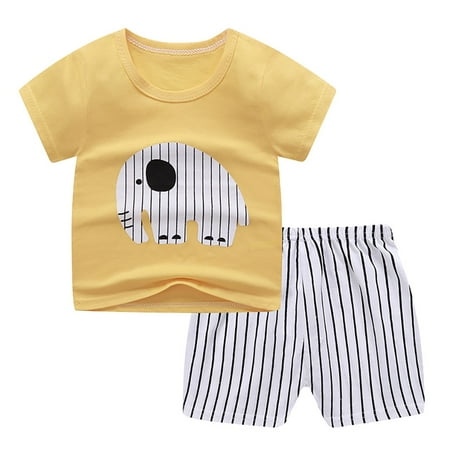 

Utoimkio Clearance Toddler Baby Boys Girls Clothes Summer Cartoon Short Sleeve T-Shirt Crewneck Tee Tops+Shorts Outfits Set