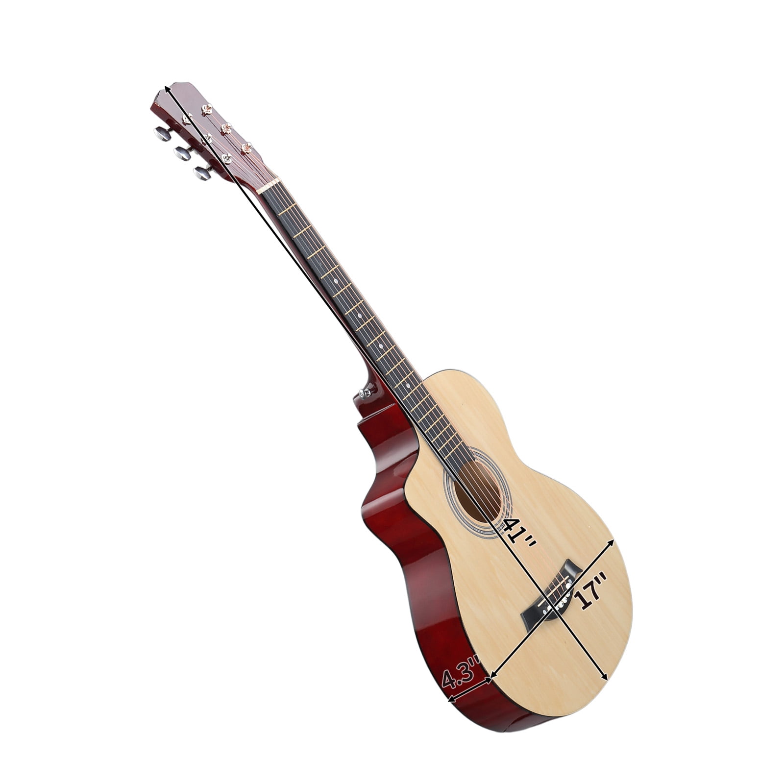 38-Inch Acoustic Guitar, JF Folk Body, Basswood Top and Neck, 6 Steel Strings, 21 Frets, Beginner Starter Kit with Gig Bag, Strap, Picks, Capo and Tuner