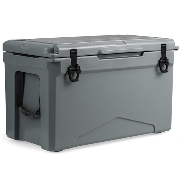 50 Qt Rotomolded Cooler, Insulated Ice Chest, Portable with Cup Holders, Gray