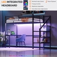 thumbnail image 3 of Zimtown Full Loft Beds with Desk with 15" Height Guardrail, Bunk Bed Frame with Storage Step Ladder Bedroom Dorm Room, Black, 3 of 9