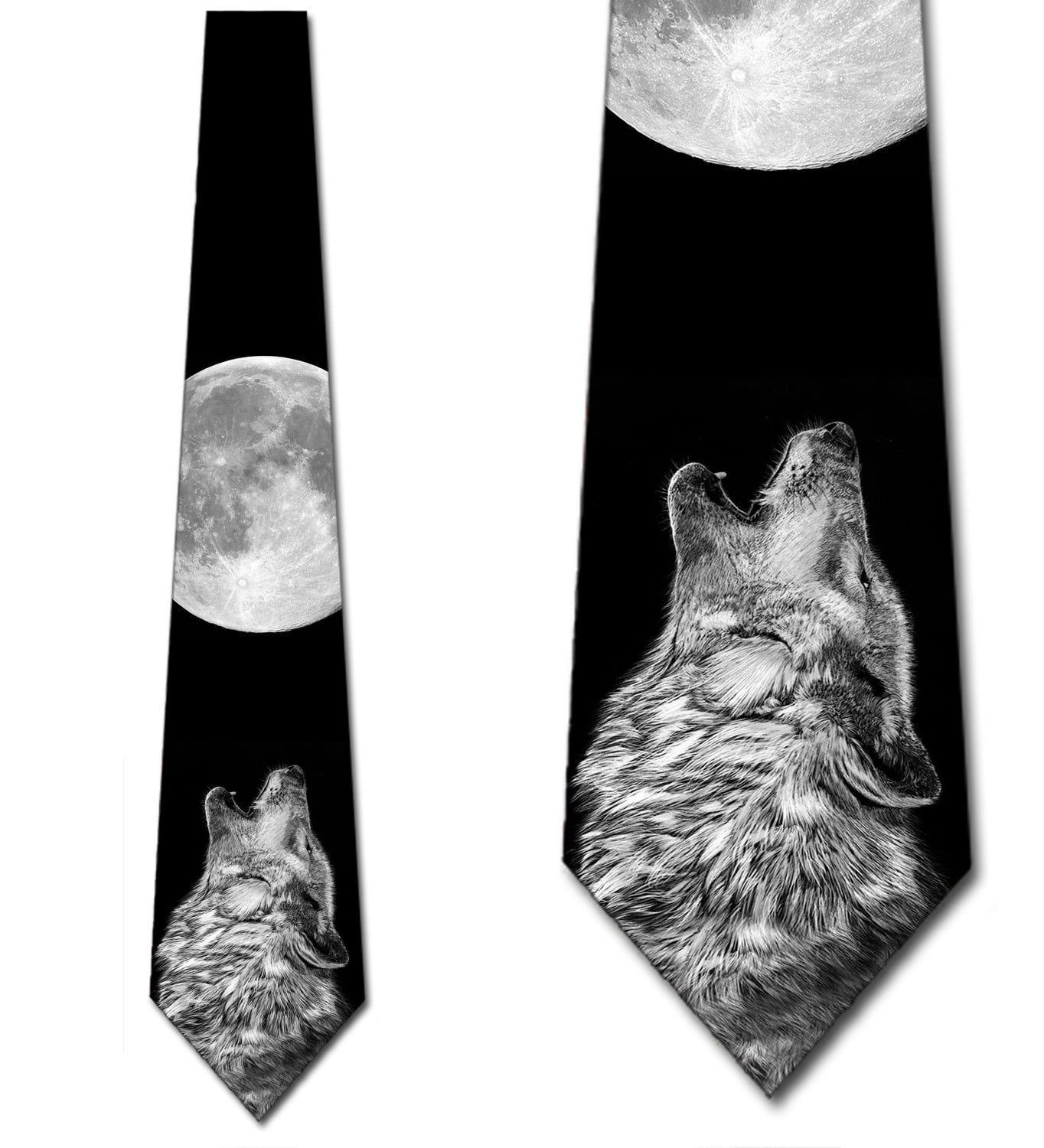 One Size Neck Tie Steven Harris Wolf Pack Full Moon Night Sky Necktie