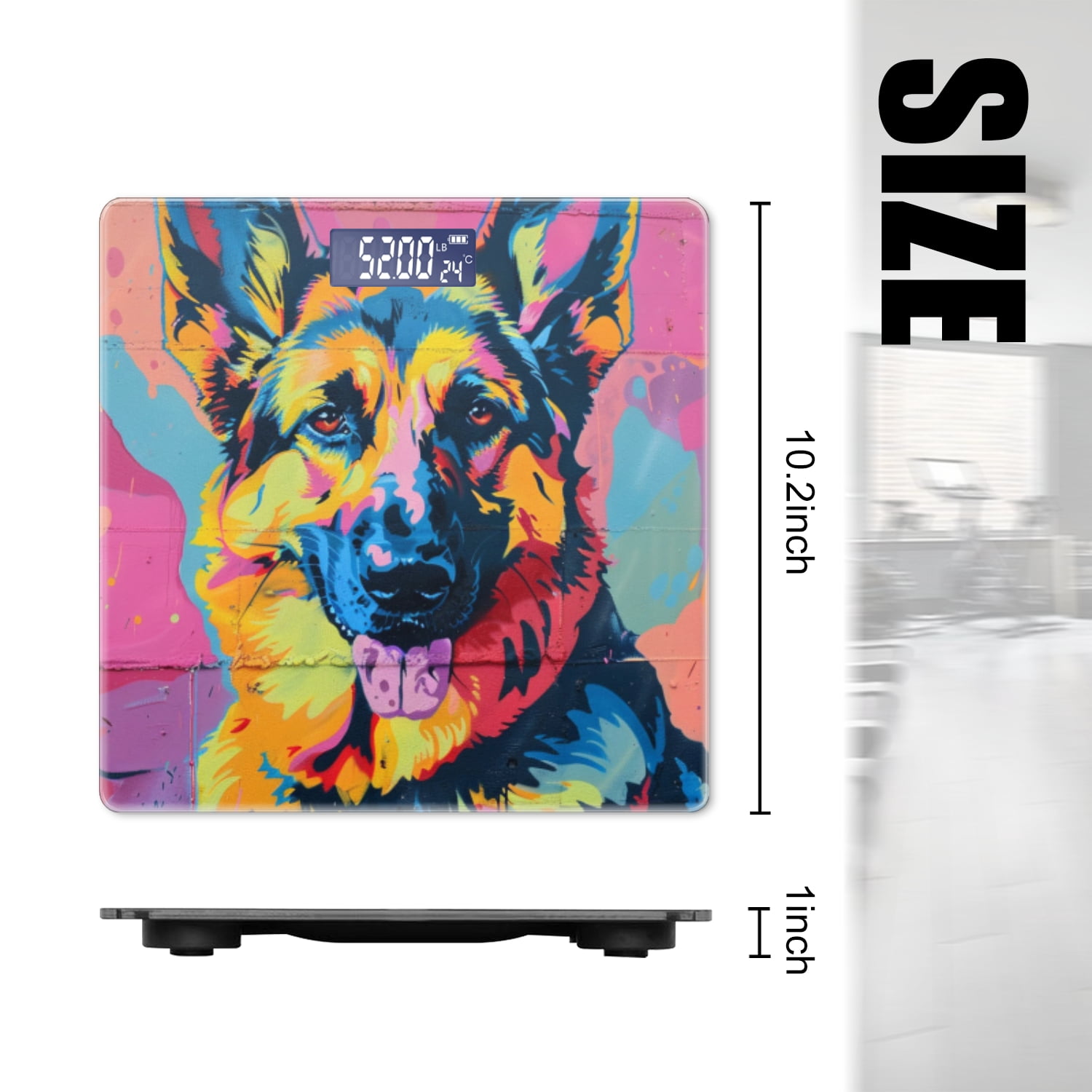 High Precision Body Weight Scale Smart Bathroom Scales with Large LCD Display(400lbs),Decorative for Bedroom-Colorful Graffiti Of German Shepherd
