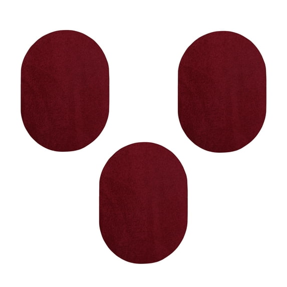 Furnish My Place Modern Plush Solid Burgundy Color Rug - Pets and Kids Friendly Rug, Indoor/Outdoor Mat, Area Rugs Great for Kids, Pets, Event, Living Room, Made in USA, 1.5' x 2.25' Oval - Set of 3
