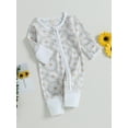 thumbnail image 3 of Bagilaanoe Newborn Baby Girl Jumpsuit Floral Print Long Sleeve Bodysuit 3M 6M 12M 18M Infant Zipper One Piece Romper, 3 of 8