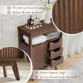 thumbnail image 5 of Grepatio Bathroom Storage Cabinet with Fluted Sliding Door, 3 Drawers Bathroom Floor Cabinet, Freestanding Storage Organizer w/Adjustable Shelf, Faux Marble Top for Living Room (Brown), 5 of 7