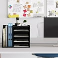 thumbnail image 5 of Wood Desk Organizer File Holder, Wooden Mail Organizer Countertop with Adjustable Compartments, Desktop File Organizer Paper Sorter for Home, Office and School, Envelope Organizer, Black, 5 of 14
