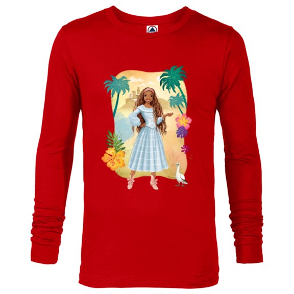 Disney The Little Mermaid Ariel & Scuttle Dry Land - Long Sleeve T-Shirt for Men - Customized-New Red