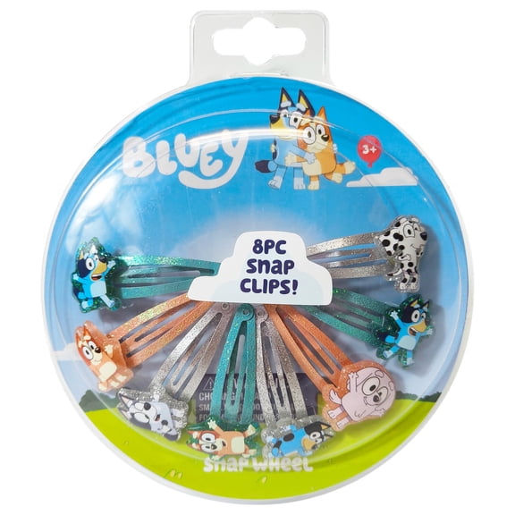 LUV HER Bluey Hair Clips for Girls Snap Clips 8 Pack Multi Color Ages 3