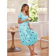 thumbnail image 3 of Avidlove Women's Short Sleeve Nightgown Long Nightshirts Pleated Sleep Dress Sleepwear with Pockets, 3 of 7