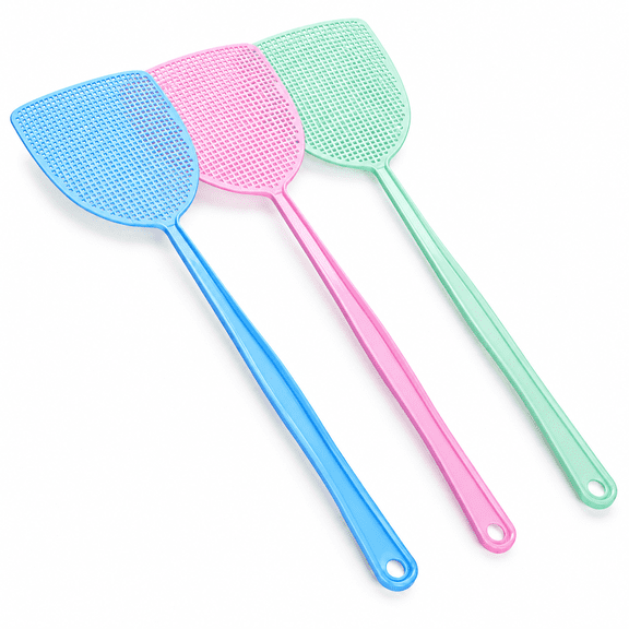 FLORNIX 3-Pack Plastic Fly Swatters Heavy Duty,Fly Killer With Long Handle,Large Long Handle Fly Swat Shatter,Flexible Bug Swatter That Work for Indoor and Outdoor