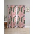 thumbnail image 4 of Sheer Curtains 96 Inches Long 2 Panels, Gree Peacock Watercolor Flower on Pink Rod Pocket Curtain Voile Draperies, Retro Botanical Light Filtering Window Treatment for Living Room Kitchen Bedroom, 4 of 8