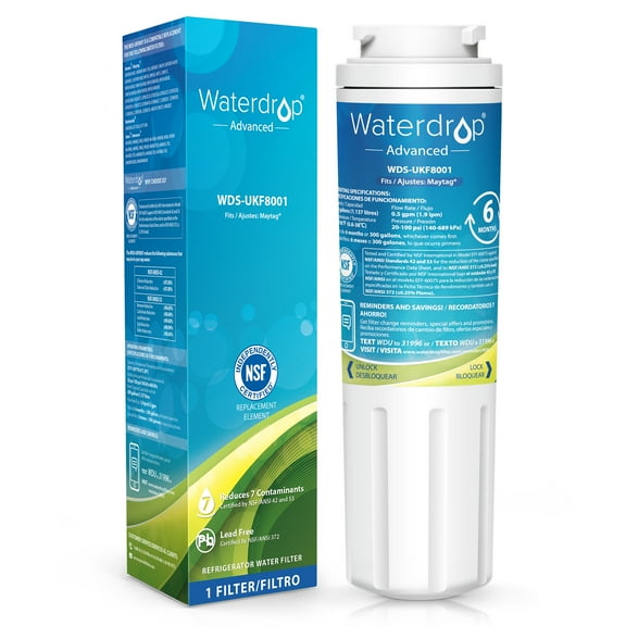 Waterdrop UKF8001 Replacement for Whirlpool EDR4RXD1, 4396395, EveryDrop Filter 4, Maytag UKF8001P, UKF8001AXX-750, Refrigerator Water Filter, Pack of 1