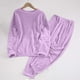 thumbnail image 1 of Conjunto de pijama de terciopelo grueso y cálido para mujer, de color liso y holgado, con pantalones de poliéster para invierno., 1 of 6