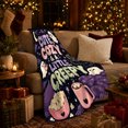 thumbnail image 3 of Cute Creepy decorative motif Moon Design, Festive autumn celebration Scene, Warm Flannel Blanket for Living Room and Reading Nook with Detailed Artwork, Art Lovers Christmas Gift, Festive Home Decor, 3 of 9