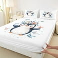 thumbnail image 3 of Feelyou Cartoon Penguin Animal Queen Sheet Sets, Groovy Floral Bed Set, 4pcs, 3 of 7