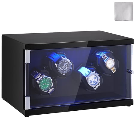 KFFKFF Watch Winder for 4 Automatic Watches with 2 Quiet Japanese Mabuchi Motors