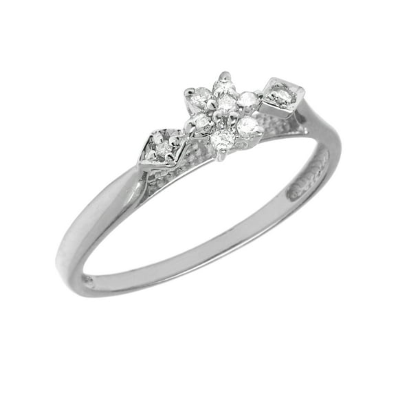 Sterling Silver Diamond Cluster Ring