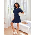 thumbnail image 4 of Ekouaer Women Zipper Robe Short Sleeves House Dress Knit Short Bathrobe Sleepwear with Pockets Housecoat Nightgown, 4 of 7