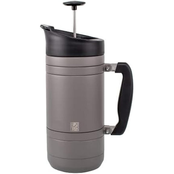 Basecamp Coffee Press - Double Wall Vacuum Insulated Stainless Steel - Bru-Stop Technology, No Grounds in Coffee, No Spill Lid (Storm Gray, 48 fl.oz)