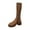 Brown, variant on Fall Boots Knee High Thick Sole Knitted Stretch Long Boots with Round Toe Mid Heel for Autumn and Winter Fashion