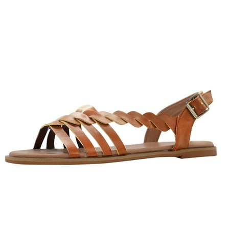 

Puawkoer Causal Ankle Sandals Buckle Ladies Roman Flat Sandals Strap For Women Cushioned Shoes Women s sandals